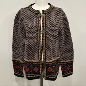 SKYR Vintage Norwegian Style Cardigan Sweater 100% Wool Size Medium